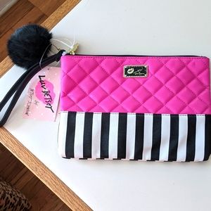 "Luv Betsey" Betsey Johnson Striped Fushia Clutch
